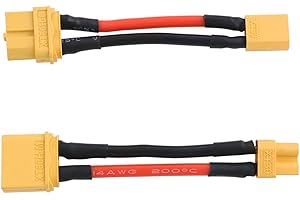 Be In Your Mind 2X Câbles d'extension XT60 vers XT30 XT60 Mâle vers XT30 Femelle/XT60 Femelle vers XT30 Mâle Adaptateur de Connecteur RC pour Batterie Au Lithium Micro FPV Drone (14AWG Longueur 50mm)