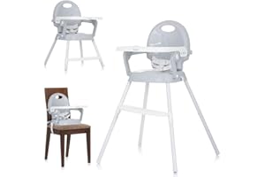 DERMODIVA Seggiolone Pappa multifunzione per bambini 6 mesi - 3 anni, si trasforma in sedia e alzasedia, vassoio regolabile, poggiapiedi, comodo, facile da pulire e da spostare (glacier)