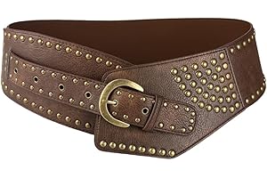 XFSRG Cinturon Mujer Remaches Dorados Borde Ancho Moda y Elegante Cinturones Estilo Vintage Adecuado para Todas las Ocasiones