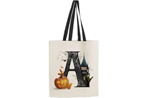 GETAGIFT Halloween Tote Bags - Trick or Treat, Pumpkin Party, Girls' Gift - Reusable, Black Handle