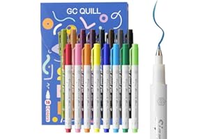 GC QUILL 16 Couleurs Stylos de Calligraphie, Fudenosuke Feutres à Pinceau pour Lettering, Dessin, Les Croquis WDGC-B16