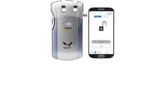 AWKAQUN Smart Türschloss - Keyless 433MHz Intelligentes Schloss Fernbedienungsschloss,Sicherheit Unsichtbar für iOS Android APP Entriegelung mit 4 Remote-Schlüsseln (set 2, sliver)