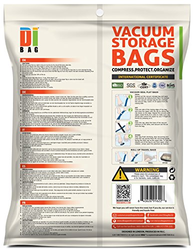DIBAG ® Combo 15 Taschen Set Vacuum komprimierte Speicherung platzsparend Beutel . 1 Jumbo (122*88 cm)+ 3 XL(100*67 cm) + 4 L(85*54 cm) +4 Medium(57*45 cm) + 2 Reise Roll-Up-Taschen(57*45 cm) ohne Absaugung + 1 Roll-Up Tasche (50*34 cm) ohne Absaugung.Verbesserte Version 2016 - 2