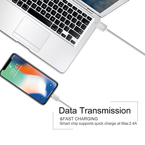 Magnetisches iPhone Lightning Kabel Ladekabel,EVIISO Apple PowerLine 2.4A 1M/3.3ft Nylon Magnetic Adapter,USB Charger Ladekabel Lade Sync Daten,Magnetisch Stecker für iPhone 7,7 Plus,6S,6S Plus,6 Plus,6,5S,5C,5,SE,iPad,iPad Mini,Air iPod (2 Pack Silber) - 4