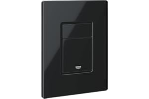 GROHE Even Flush Plate - Toilet Wall Plate for Concealed GD2 Cisterns (Made of ABS, Water Saving Dual Flush with Start and Stop Activation, Easy to Install), Size 156 x 197 mm, Gloss Black 38966KV0