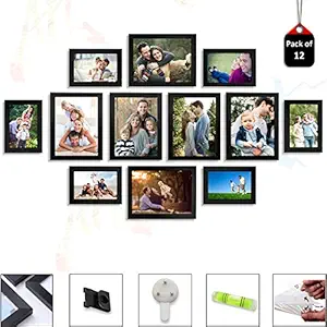 Art Street Set of 12 Individual Black Wall Photo Frames Wall Decor Free Hanging Accessories Included ||Mix Size||6 Units 4x6, 6 Units 6x8 inches||