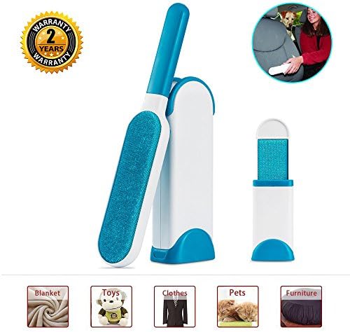 HSWT Pet Fur Remover - Lint&hair Removal Brush with Self-cleaning Base,Double-sided,Removes from Clothes and Furniture (fur remover white)