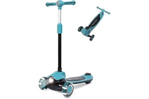 ‎HABIB GRUPPE Habib Gruppe Kinderroller Tretroller 3-Rad - LED Frontlicht, Rücklicht & Leuchtendes Deck Scooter, Faltbar, Höhenverstellbar, rutschfest & Pannensicher (3-10 Jahre)