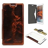 Caseday&Acirc;&reg; [ HANDGEMACHTE PREMIUM ] Italienische Echt Leder Schutz-H&Atilde;&frac14;lle f&Atilde;&frac14;r Huawei P9 Lite in Dunkel Braun mit Transparenter R&Atilde;&frac14;ckseite Handy Schutz-Wallet Bruchsicher Leather Case Rindsleder Cover mit Kartenfach durchsichtig Back-Case Lederh&Atilde;&frac14;lle Edle Smartphone Zubeh&Atilde;&para;r Tasche Schale Etui