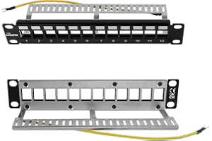 Tecmojo 10 Tum 12 Portar Patchpanel, Tom, Lämplig för Skärmade och Oskärmade Keystone-Moduluttag, med Bakre Kabelhantering