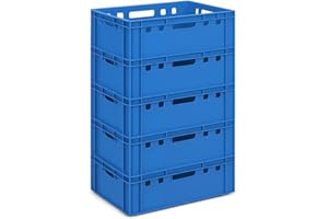 gardivo E2 Kisten blau 5 Stück 60x40x20 Meischkiste, Metzgerkiste, Lagerkiste blau, stapelbbar lebbensmittelecht robust fleischerkiste kunststoff Eurobox