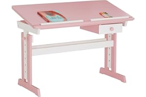 ‎IDIMEX IDIMEX Kinderschreibtisch Flexi mit Kippfunktion und Höhenverstellung, praktischer Schreibtisch aus massiver Kiefer in weiß/rosa