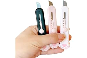 PPTABOLD Lot de 3 mini sacs pour chat Patte Art Utility Couteau Portable rétractable Universel Couteau de papeterie, Boîte Express Couteau Papier Cutter Artisanat Emballage de Papeterie