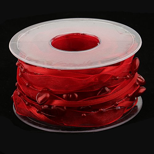 Gazechimp 5 Meter Herz Perlen Spitze Zierte Näh Mesh Spitzenband Geschenkband Dekoband Für Handwerk 10mm – Rot, one size - 6