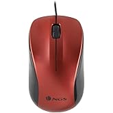 NGS Crew Red - Ratón Óptico 1200dpi con Cable USB, Ratón para Ordenador o Portátil con 2 Botones, Ambidiestro, Rojo