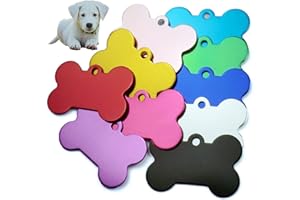 PREMJCROY 14 Pieces Bone Shaped Dog Tag Pet ID Tag Bone Shape Phone Number ID Tag for Dogs and Cats Pet ID Random Color