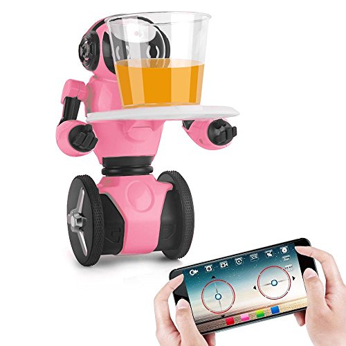 Preisvergleich Produktbild OXOQO Wifi Elektronisch Fernbedienung Robot Intelligent Roboter fur Kinder Jungen Spielzeug Geburtstagsgeschenke von Smartphone und Ipad (pink)