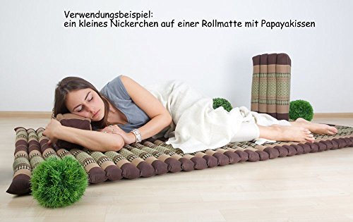 Kapok Liegematte der Marke Asia Wohnstudio, 200cm x 110cm x 4,5cm; Rollmatte bzw. Yogamatte, Thaimatte, Thaikissen als asiatische Rollmatratze - 4