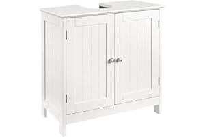 BAKAJI Mobile Sotto Lavabo Bagno 2 ripiani con Doppia Anta Chiusura Magnetica in Legno MDF Dimensione 60 x 30 x 60 cm Colore Bianco