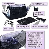 BTR Baby Wickeltasche mit Wickelunterlage, Flaschenhalter & 2 Buggy Clips – Zur Befestigung am Kinderwagen / Buggy. Schwarz - 2