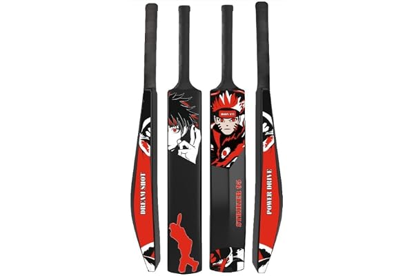 Bodyfit Heavy Duty Plastic Premium Cricket Bat for Men, Women & Children Lightweight Full Size Hard Plastic Bat 1 Piece. (Black-Red)