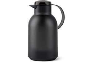 Emsa N40119 Samba Isolierkanne |1,5 Liter | Quick Press Verschluss | 12h heiß und 24h kalt | Transluzent Schwarz