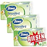 Zewa bewährt Toilettenpapier, strapazierfähiges WC-Papier 3-lagig in zartem Gelb, 1 x Vorratspack mit 48 Rollen (3 x 16 Rollen)