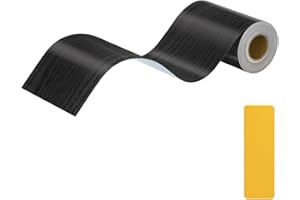 Lifuncren 10 cm x 10 m Wallpaper Border, Self-Adhesive, Waterproof, Self-Adhesive Border, Wall Sticker, Wood Look, Wood Grain Repair Tape for Furniture, Door, Floor, Kitchen (Black)