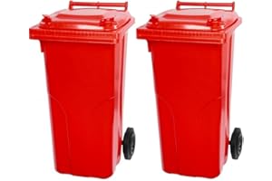 PROREGAL SuperSparSet 2x 2-Rad-Mülltonne MGB | HDPE-Kunststoff | 240 Liter | Rot | Mülltonne, Müllgroßbehälter, Mülleimer, Abfalltonne, Müllbehälter, Universaltonne