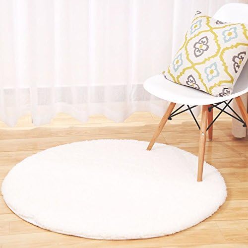 Qwer Lamb Wool Velvet circular rug fitness yoga carpet bedroom living room couch , Carpet diameter 160CM , Round Ivory Rugs