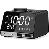 ANOLE Radiowecker Bluetooth Digital Wecker Tischuhr mit Bluetooth 4.2,Lautsprecher,FM Radio,Dimmer,Temperaturanzeige,2 Weckze