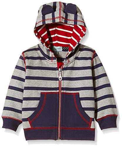 Lilly & Sid Baby-Boys Teddie Stripe Hoodie, Blue, 18-24 Months