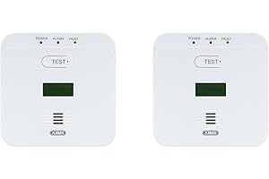 ABUS Kohlenmonoxid-Warnmelder COWM510 - CO-Melder mit 85 dB lautem Alarm, Prüftaste, 10-Jahres-Sensor & LCD Display - Weiß - 2er Set