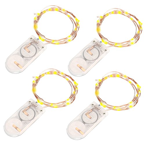 VOYOMO(TM) 4 Stück 10er LED-Lichterkette Warmweiß Weihnachtsbeleuchtung Innen Micro Draht Batterie-betrieben 3.3Ft/1M