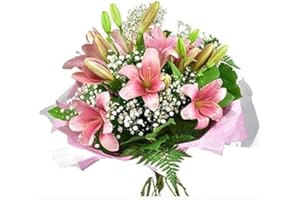 DAILY FLOWERS Fresh Pink Lily Bouquet Pastel Flowers Delivered, Occasion Arrangement for Birthdays, Anniversaries, Celebrations, Weddings, Sympathy, Mothers Day, Get Well, Thank You Gifts or just because occasions.