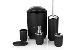 GABZ 6 Pieces Bathroom Accessories Set | Luxury, Ideal for Home, Hotel, Dorms | Countertop Bathroom Set Includes cup, bin, holders etc
