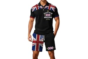 MANMANING Mens Union Jack T Shirts and Shorts Sets Summer Flag Print Casual Short Trousers Holiday Activewear Tractsuits For Men UK 2025