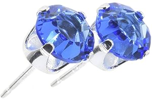 pewterhooter Sparkling Sterling silver stud earrings for Women. Gift box.