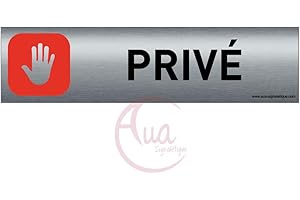 AUA SIGNALETIQUE Plaque de porte aluminium brossé imprimé -Dimensions 200 x 50 mm - Double face adhésif au dos - Impression UV directement sur l'aluminium (Pas de contre collage) (privé 4)