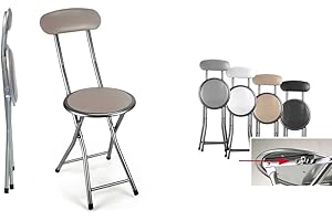 UTILISSIMI EDITACASA - Sgabello pieghevole Slim con Schienale,altezza seduta 45cm, colori assortiti per Interno Sala da Pranzo Salotto Cucina Ufficio