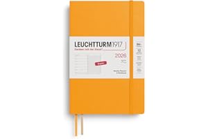LEUCHTTURM1917 372687 Agenda semanal y cuaderno de notas Paperback (B6+) 2026, tapa blanda, Rising Sun, Inglés