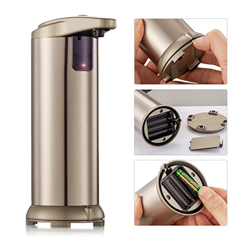 Automatische Seifenspender mit wasserdichtem Gehäuse, gebürstetem Edelstahl Seifendosierer integrierter Infrarot-Smart-Sensor vollautomatisch berührungslos Wasserdicht Basis Für Küche Bad Desinfektionsmittel Shampoo Emulsion - 2