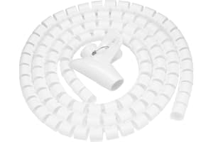 TIHEBEYAN Tubo Espiral Enrollado, Tubo Espiral Flexible Organizador de Cables Cable Envolvente Protector del Cable Tubo de Almacenamiento de Cables(1.5m*16mm-Blanco)