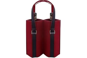Shintop Felt Wine Bags with Handle, 2 Bottle Gift Bag for Wedding, Birthday, and Dinner Party Festival Favors (Red)