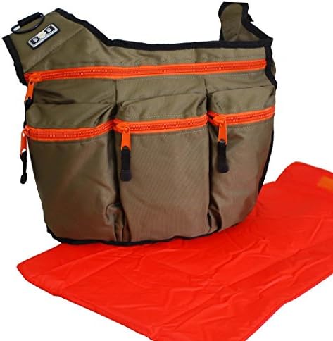 Diaper Dude Original Messenger I Changing Bag Olive/Orange