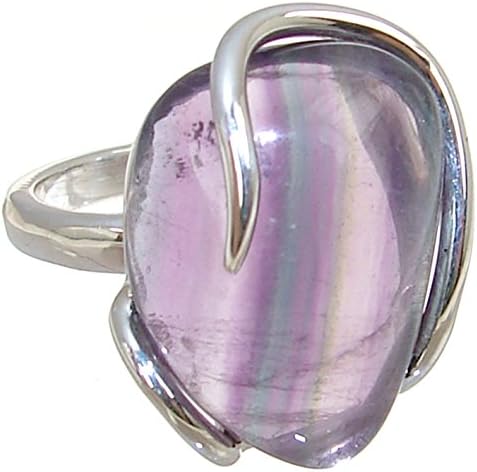 Designer Flourite Sterling Silver Ring size S