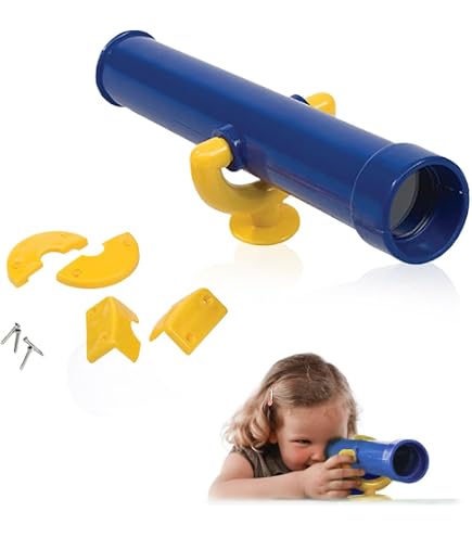 Télescope Enfant Jouet 280mm - Accessoire Cabane Ou Tour De Jeu, Bleu/Jaune