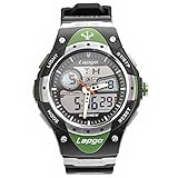 Tinksky PASNEW wasserdichte Unisex jungen Mädchen Dual Time Sport LED Digital Quarz Armbanduhr mit Datum Alarm Stoppuhr (grün)