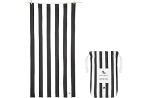 Dock & Bay Toalla de Playa - Secado Rápido, Sin Arena - Compacto, Ligero - Materiales 100% Reciclados - Incluye Funda - Cabana - Kamari Charcoal, Large (160x90cm, 63x35)