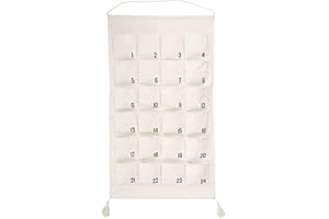 ‎BUTLERS BUTLERS Adventskalender zum Befüllen XXL Baumwolle Natur inkl. Holzleiste zum Aufhängen | Weihnachtskalender 2025 -SANTA IS COMING- Stofftaschen wiederverwendbarer Wandkalender & Weihnachtsdeko